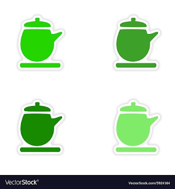 Assembly realistic sticker design on paper kettle vector image