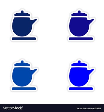 Assembly realistic sticker design on paper kettle vector image