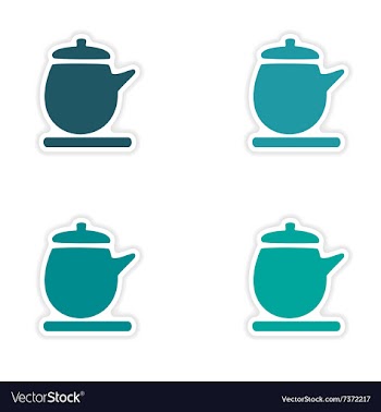 Assembly realistic sticker design on paper kettle vector image