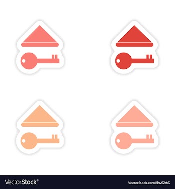 Assembly realistic sticker design on paper keys vector image