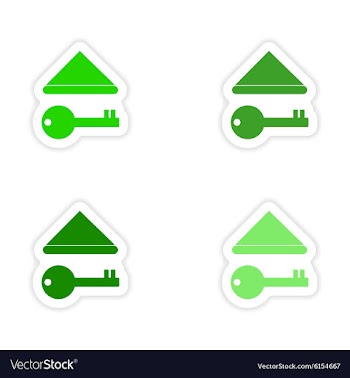 Assembly realistic sticker design on paper keys vector image