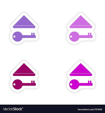 Assembly realistic sticker design on paper keys vector image