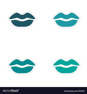 Assembly realistic sticker design on paper kiss vector image