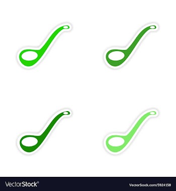Assembly realistic sticker design on paper ladle vector image