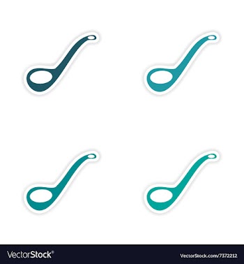 Assembly realistic sticker design on paper ladle vector image
