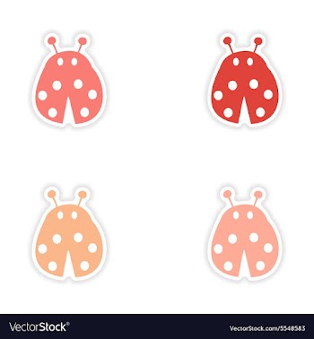 Assembly realistic sticker design on paper ladybug vector image