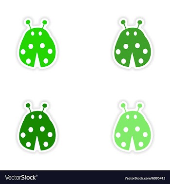 Assembly realistic sticker design on paper ladybug vector image