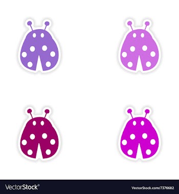 Assembly realistic sticker design on paper ladybug vector image