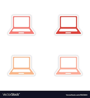 Assembly realistic sticker design on paper laptop vector image