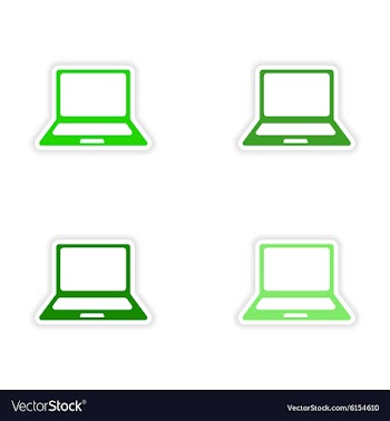 Assembly realistic sticker design on paper laptop vector image