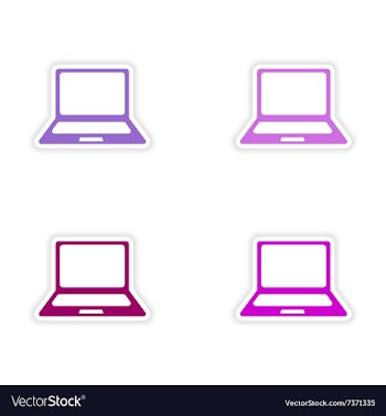 Assembly realistic sticker design on paper laptop vector image