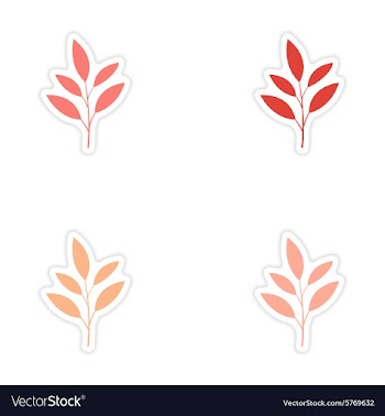 Assembly realistic sticker design on paper leaves vector image