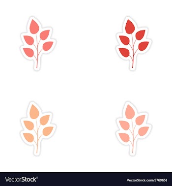 Assembly realistic sticker design on paper leaves vector image