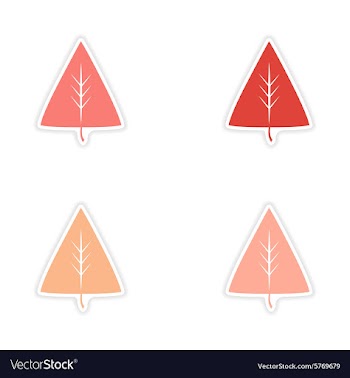 Assembly realistic sticker design on paper leaves vector image