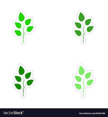 Assembly realistic sticker design on paper leaves vector image