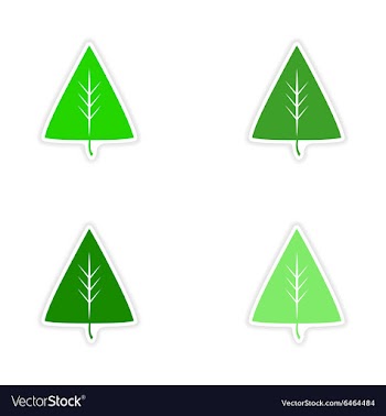Assembly realistic sticker design on paper leaves vector image