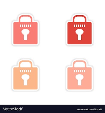 Assembly realistic sticker design on paper lock vector image