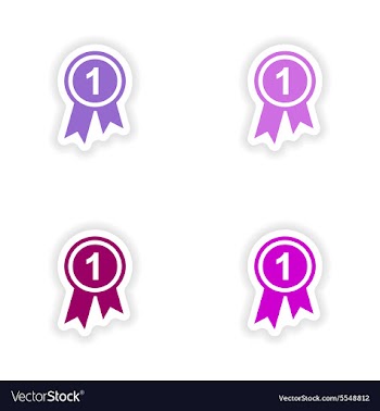 Assembly realistic sticker design on paper medal vector image