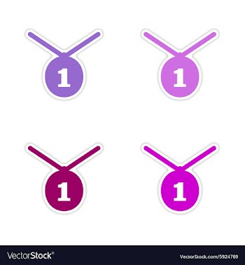 Assembly realistic sticker design on paper medal vector image