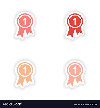 Assembly realistic sticker design on paper medal vector image