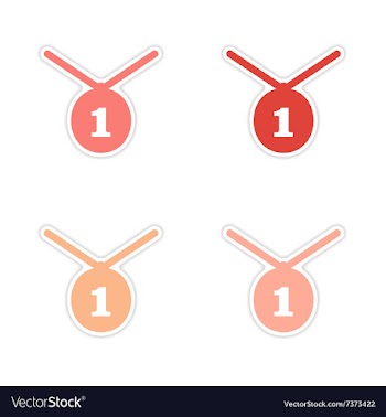 Assembly realistic sticker design on paper medal vector image