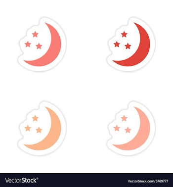Assembly realistic sticker design on paper moon vector image