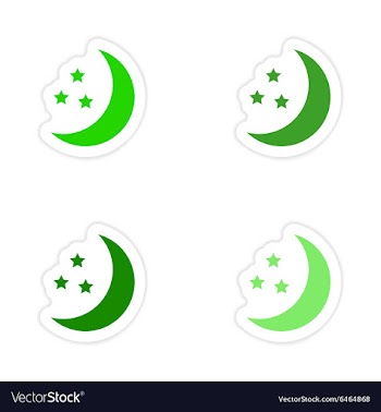Assembly realistic sticker design on paper moon vector image