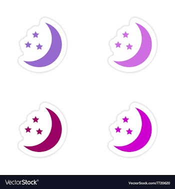 Assembly realistic sticker design on paper moon vector image