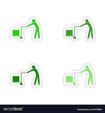 Assembly realistic sticker design on paper movers vector image