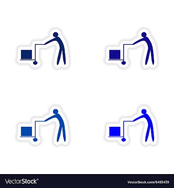 Assembly realistic sticker design on paper movers vector image