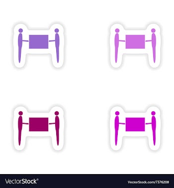 Assembly realistic sticker design on paper movers vector image
