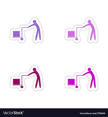 Assembly realistic sticker design on paper movers vector image