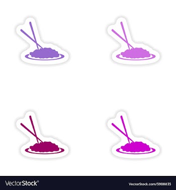 Assembly realistic sticker design on paper noodles vector image