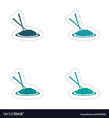 Assembly realistic sticker design on paper noodles vector image
