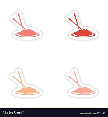 Assembly realistic sticker design on paper noodles vector image