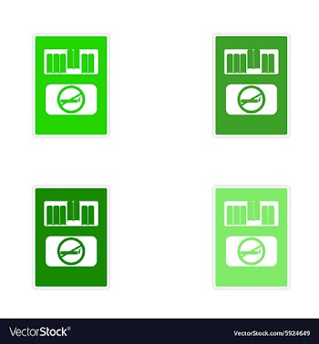 Assembly realistic sticker design on paper pack of vector image
