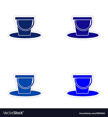 Assembly realistic sticker design on paper pail vector image