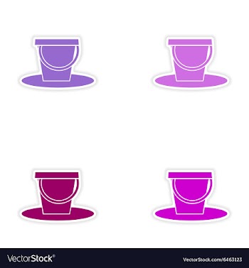 Assembly realistic sticker design on paper pail vector image
