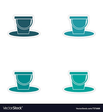 Assembly realistic sticker design on paper pail vector image