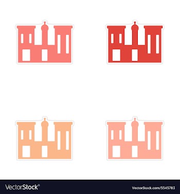 Assembly realistic sticker design on paper palaces vector image