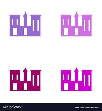 Assembly realistic sticker design on paper palaces vector image