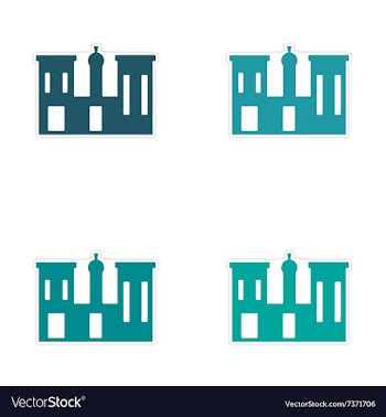 Assembly realistic sticker design on paper palaces vector image