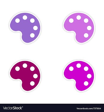 Assembly realistic sticker design on paper palette vector image