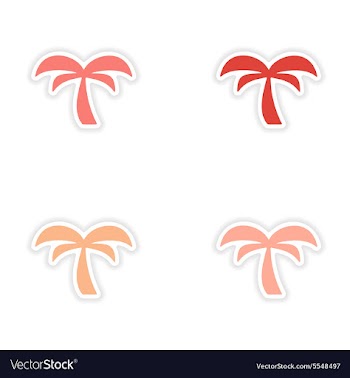Assembly realistic sticker design on paper palm vector image