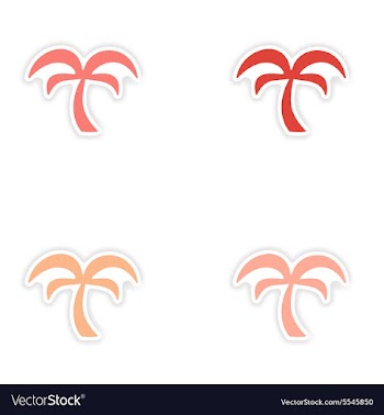 Assembly realistic sticker design on paper palms vector image