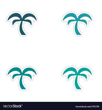 Assembly realistic sticker design on paper palms vector image