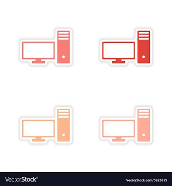 Assembly realistic sticker design on paper PC vector image