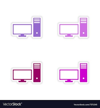 Assembly realistic sticker design on paper PC vector image