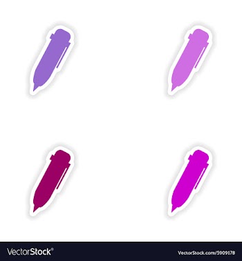 Assembly realistic sticker design on paper pen vector image