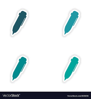 Assembly realistic sticker design on paper pen vector image